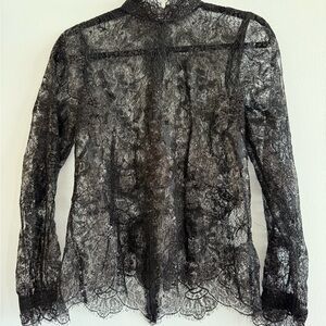 Chic Black Blouse with Intricate Design